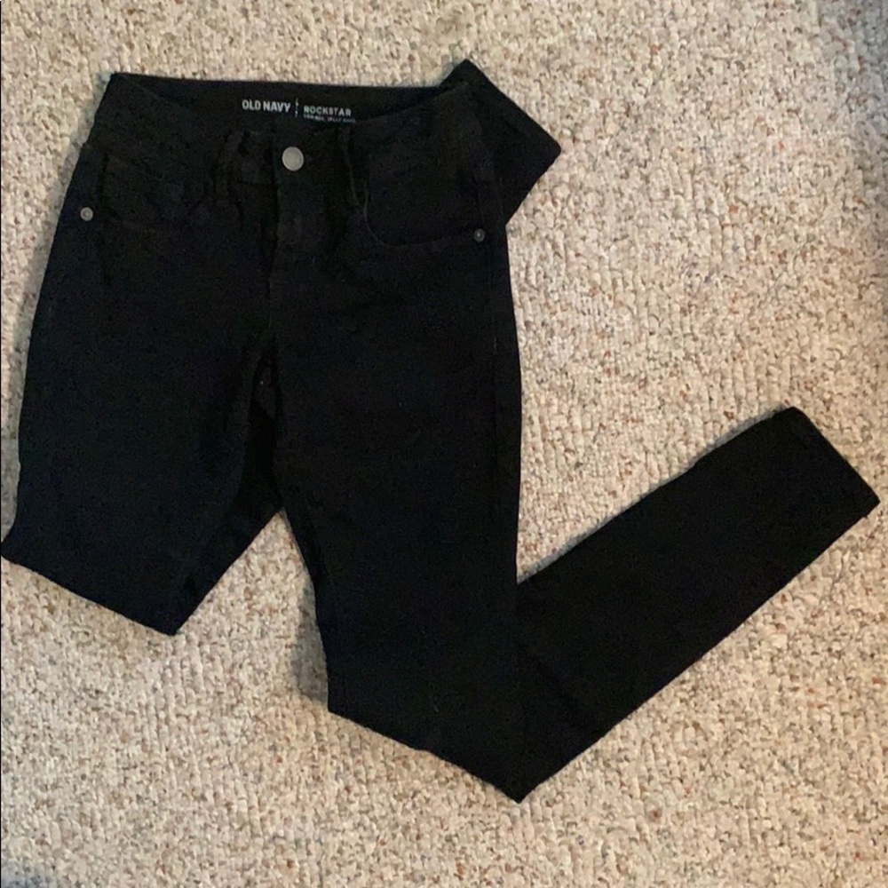 Black Low Rise Rockstar Jeggings